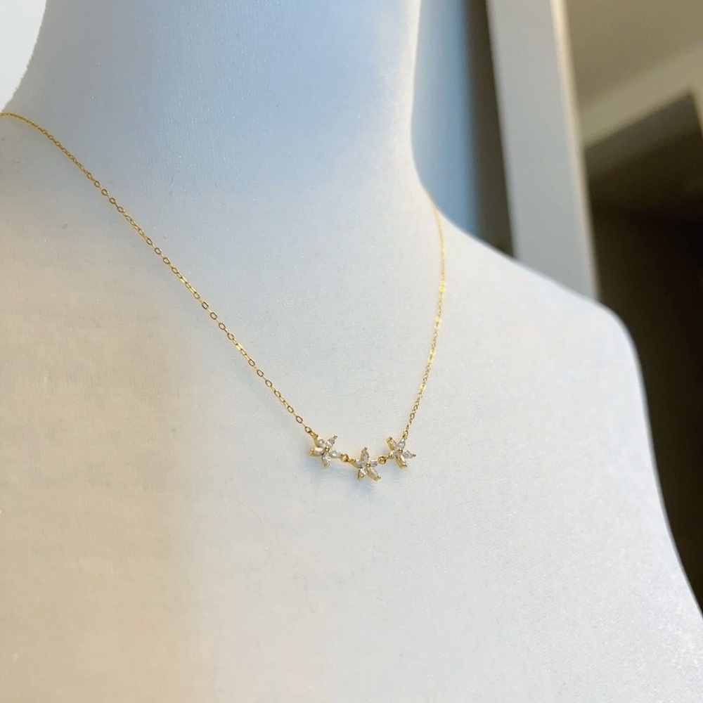 Dainty Floral CZ Necklace | 925 Sterling Silver with Real Gold Plating 🌸